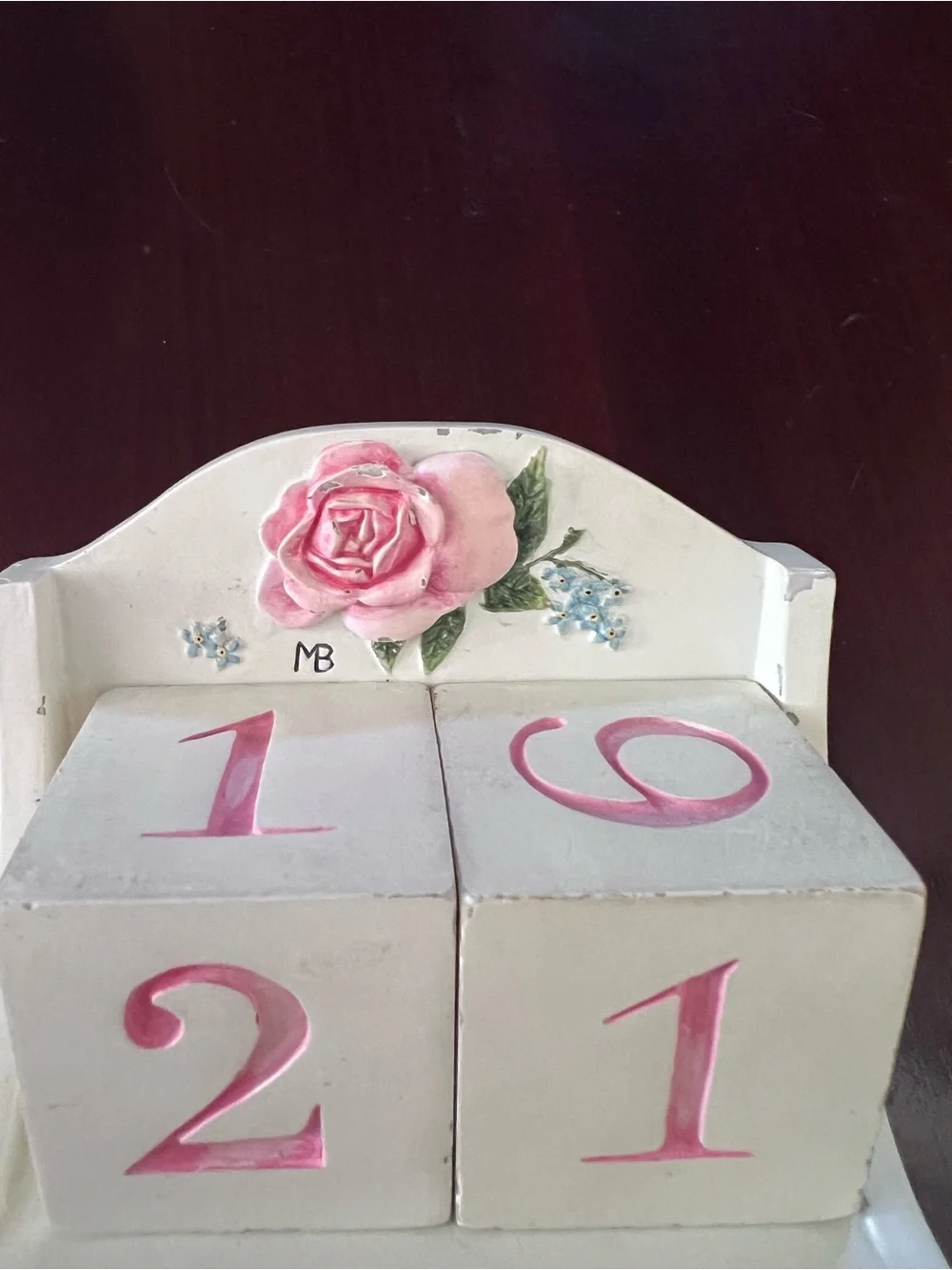 Hand-Painted Cream and Pink Floral Perpetual Calendar